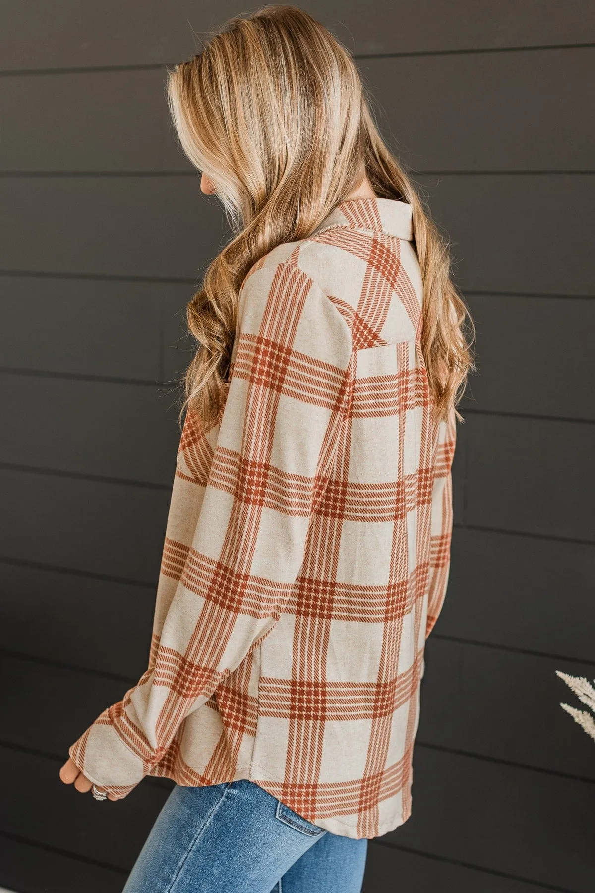 Thread & Supply Free Falling Plaid Shirt Jacket- Cream & Rust