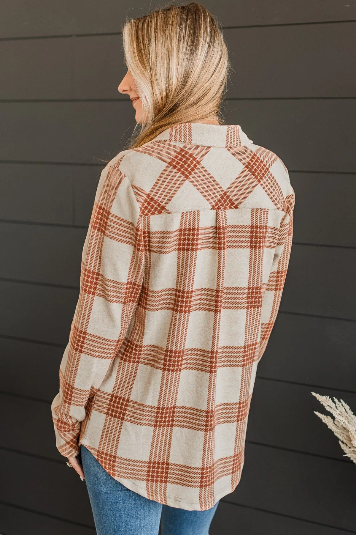 Thread & Supply Free Falling Plaid Shirt Jacket- Cream & Rust