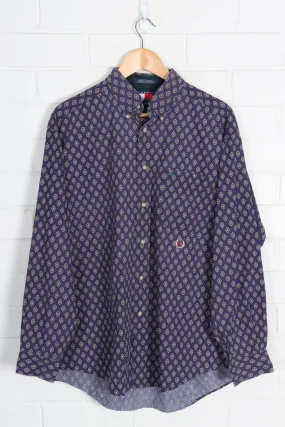 TOMMY HILFIGER Embroidered Crest Purple Pattern Long Sleeve Shirt (XL-XXL)