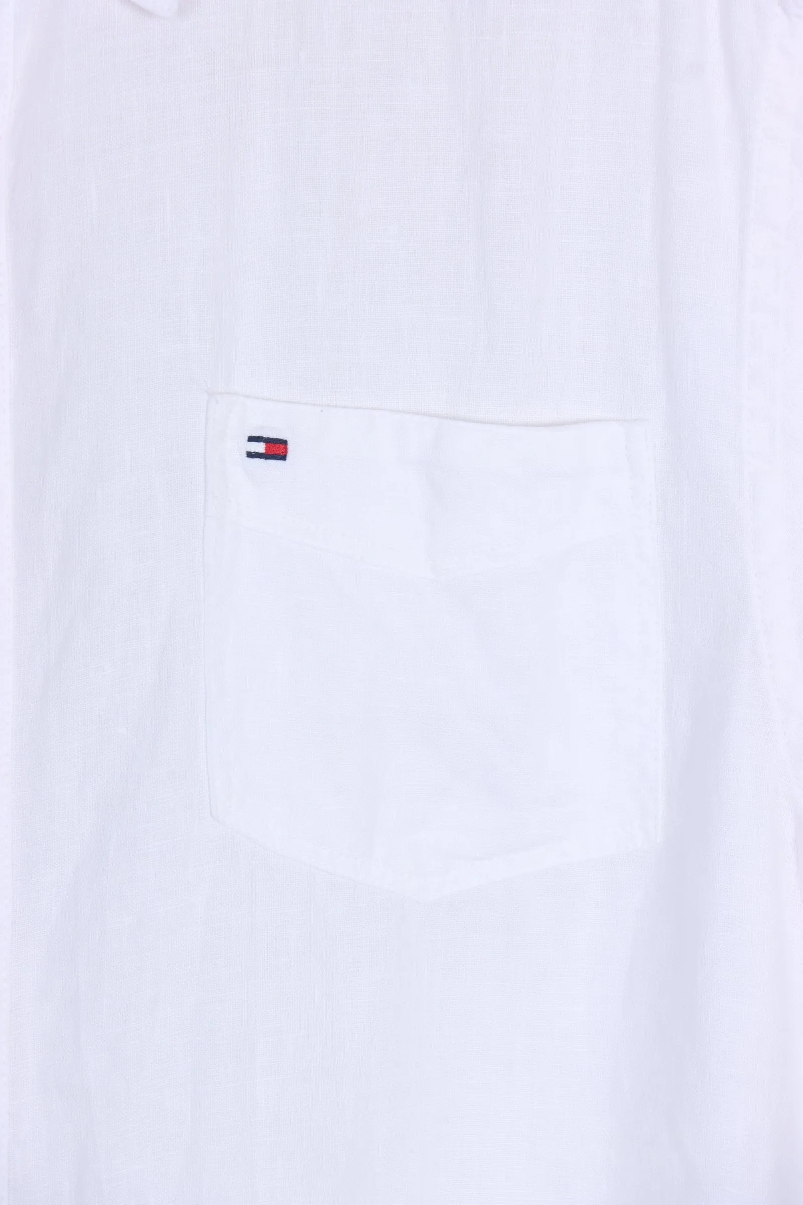 TOMMY HILFIGER Embroidered 'Custom Fit' White Short Sleeve Shirt (M)