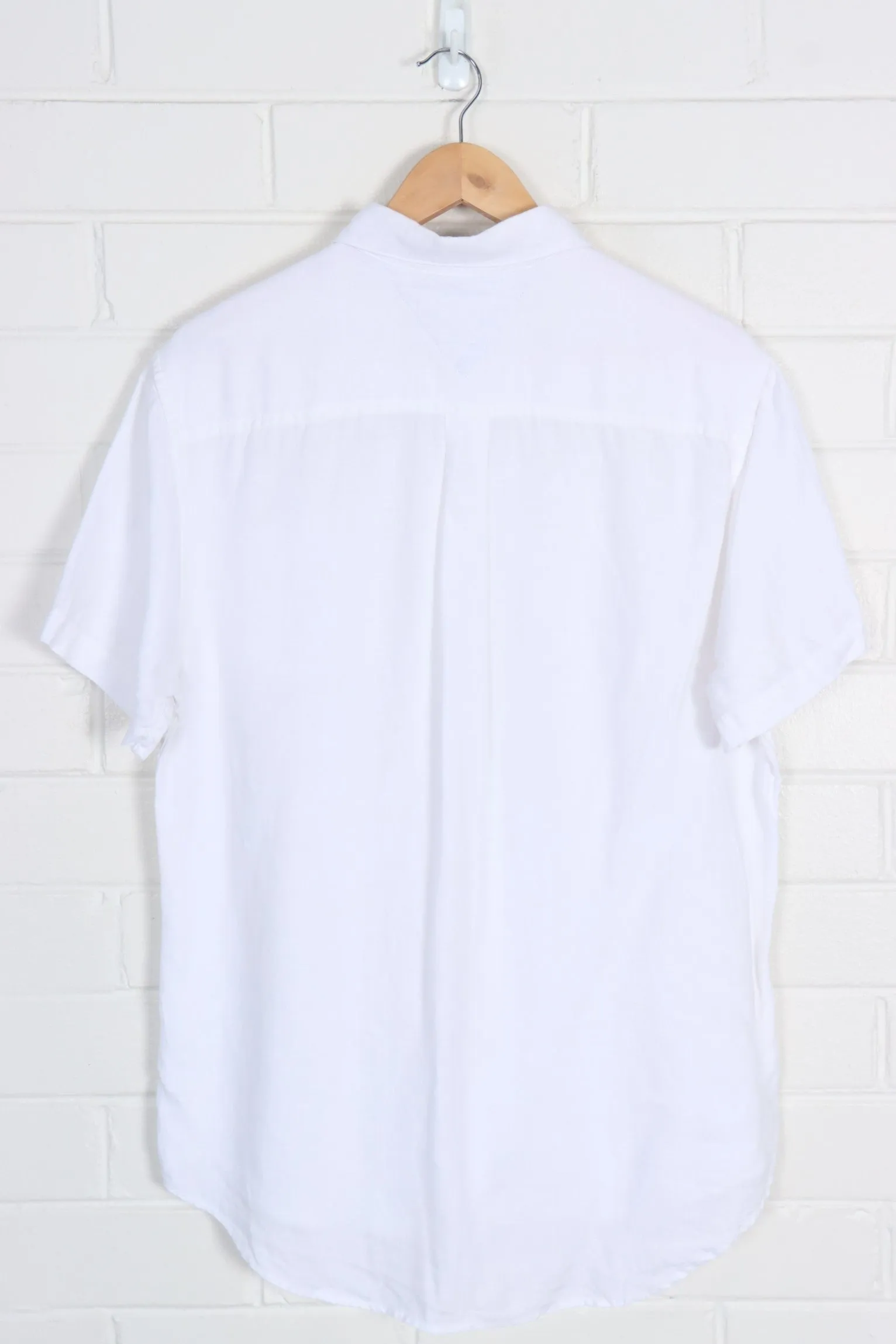 TOMMY HILFIGER Embroidered 'Custom Fit' White Short Sleeve Shirt (M)