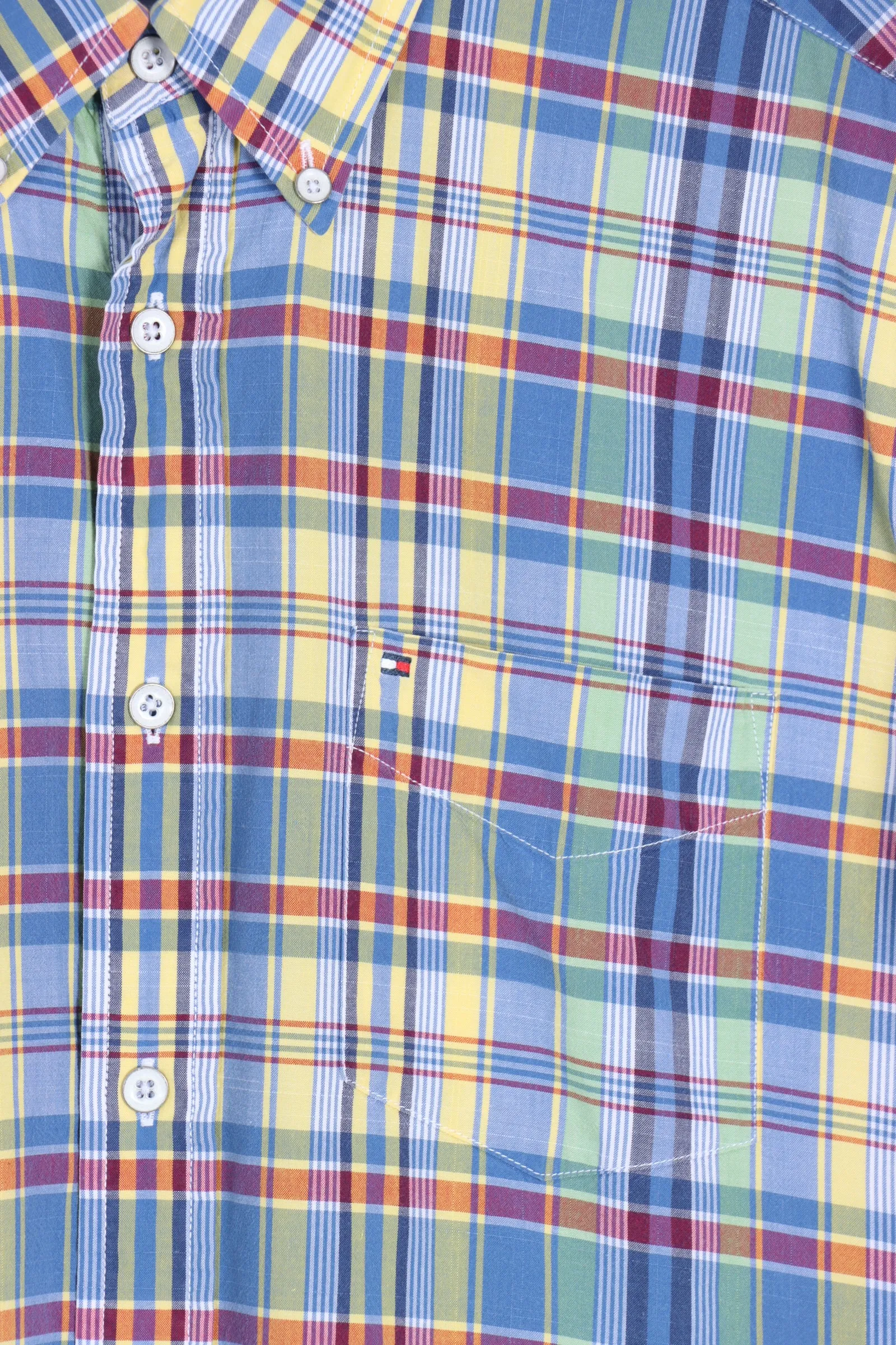 TOMMY HILFIGER 'Slim Fit' Blue Red & Yellow Plaid Button Up Shirt (M)