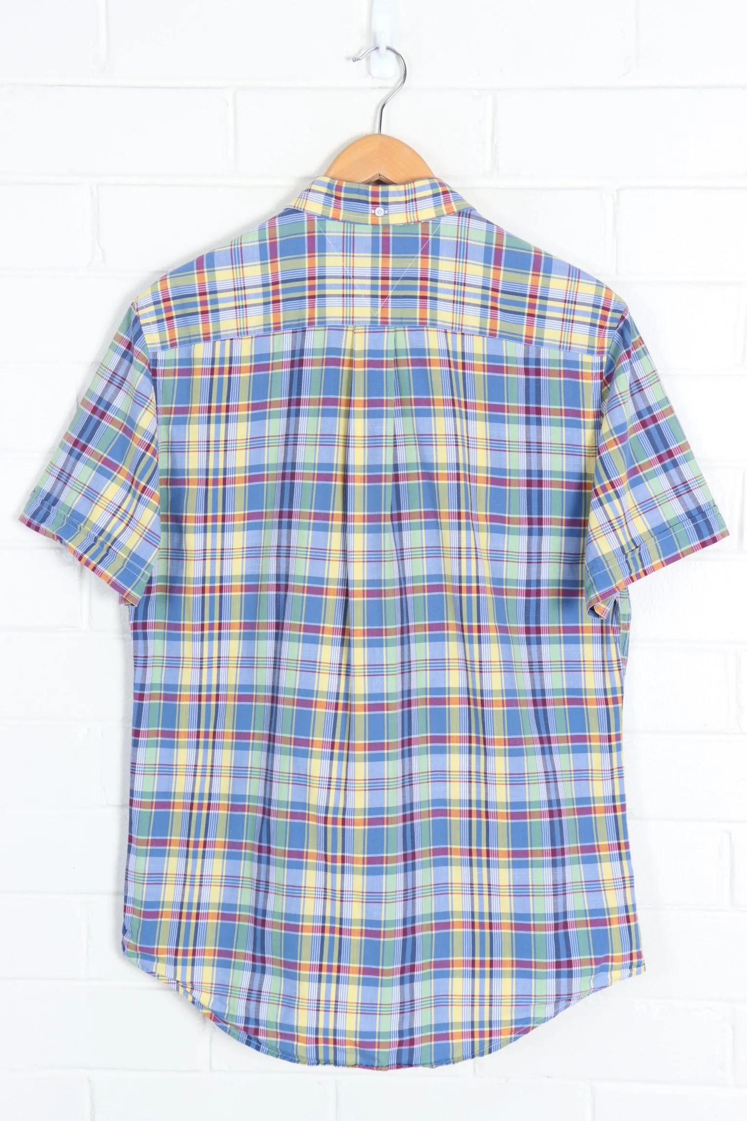 TOMMY HILFIGER 'Slim Fit' Blue Red & Yellow Plaid Button Up Shirt (M)