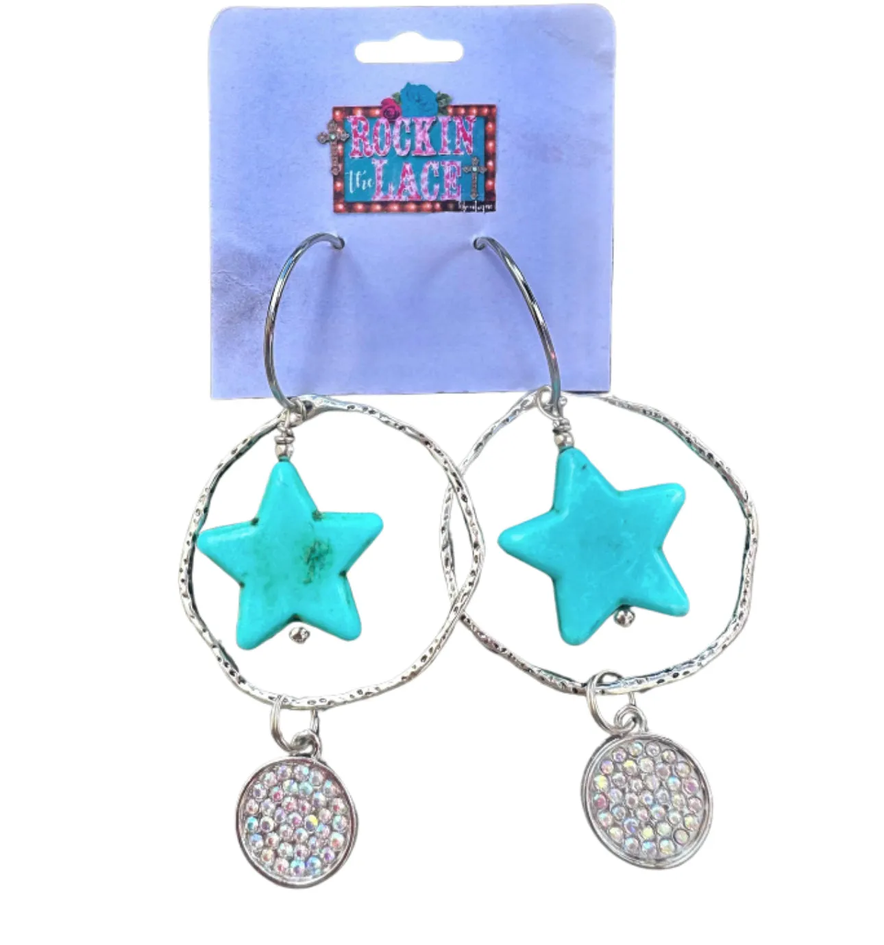 Turquoise Star Earrings - Double