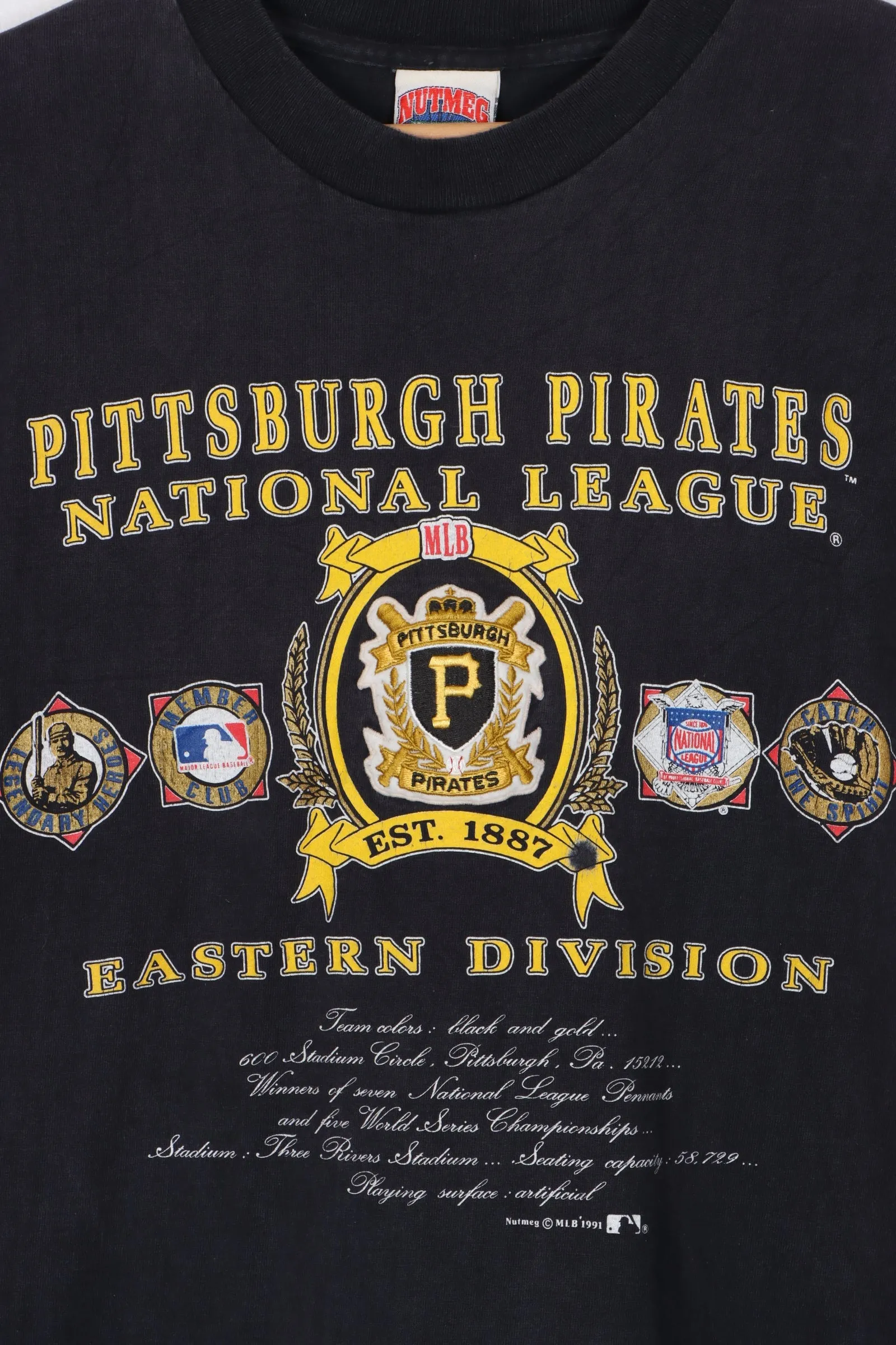 Vintage 1991 MLB Pittsburgh Pirates NUTMEG T-Shirt USA Made (XL)