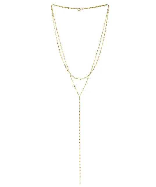 Yellow Gold Double Chain Lariat Necklace