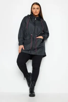 YOURS Curve Navy Blue Drawstring Lightweight Parka Jacket